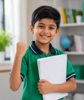 Student celebrating academic success after exam preparation and revision at GRIV CLASSES