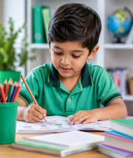 Primary school student studying with personalized guidance at GRIV CLASSES