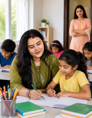 Teacher providing one-to-one academic guidance to a student at GRIV CLASSES