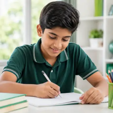 Student studying with focus at GRIV CLASSES tuition for Nursery to Grade 8 in Vadodara
